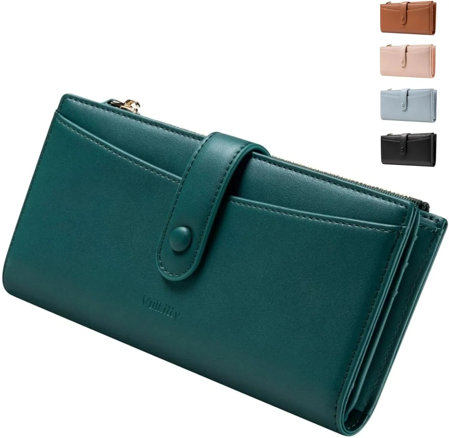 𝗩𝘂𝗹𝗸𝗶𝘁𝘁𝘆 Ultra Slim Thin Leather Wallets Womens Bifold Credit Card Women's Wallets Card Cases Money Organizers for Women Ladies Female Cash Purse Wallet, Green