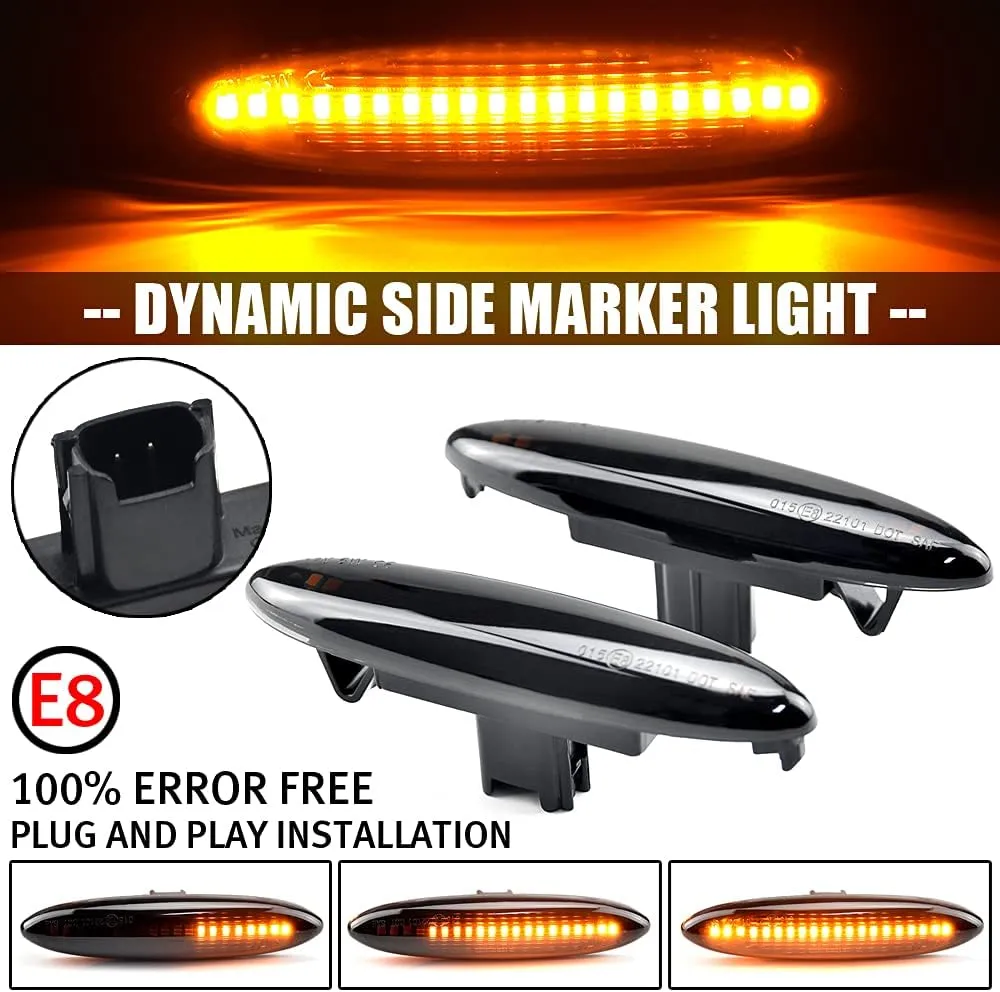 1 pair Front Fender Marker Lights Dynamic LED Side Markers Compatible with Le-xus IS250 IS350 SC430 To-yota MARK X R-EIZ CROWN UZZ40 Highlander Camry 40 Sequential Blinker Lamp