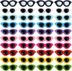 100 Pieces Colorful Flatback Mini Sunglasses for Crafts - Resin Scrapbook Decor Accessories, Perfect for Summer Beach DIY Hair Clip and Phone Shell Ornament