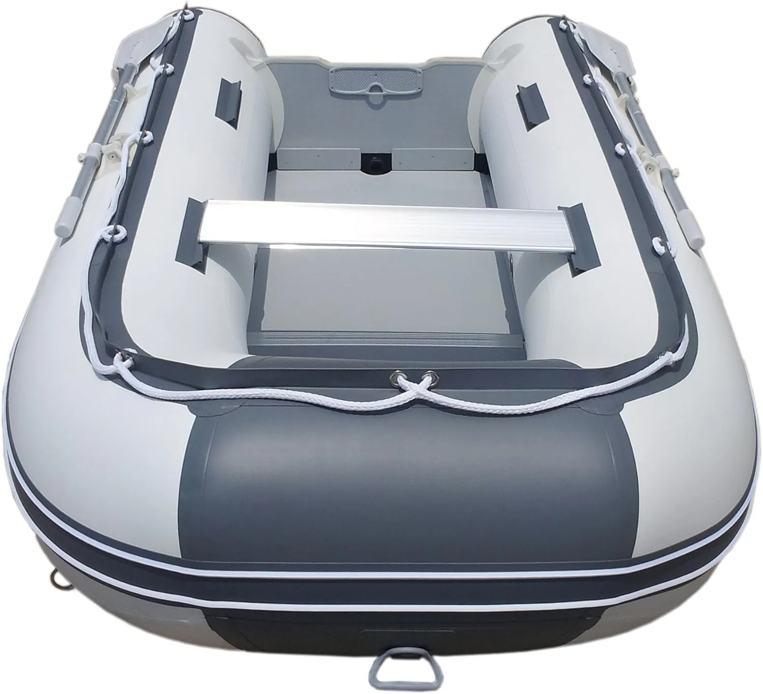 10ft 6in Newport Model Inflatable Dinghy Boat Transom Sport Tender - 5 Person - 15HP USCG Rated, White/Gray