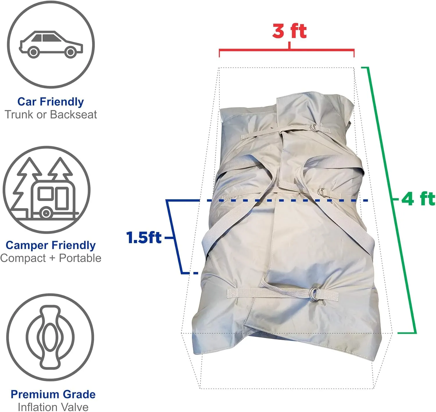 10ft 6in Newport Model Inflatable Dinghy Boat Transom Sport Tender - 5 Person - 15HP USCG Rated, White/Gray