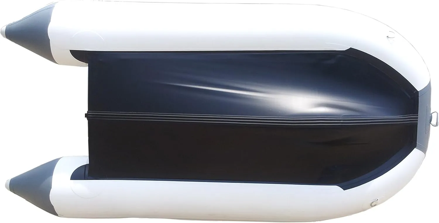 10ft 6in Newport Model Inflatable Dinghy Boat Transom Sport Tender - 5 Person - 15HP USCG Rated, White/Gray