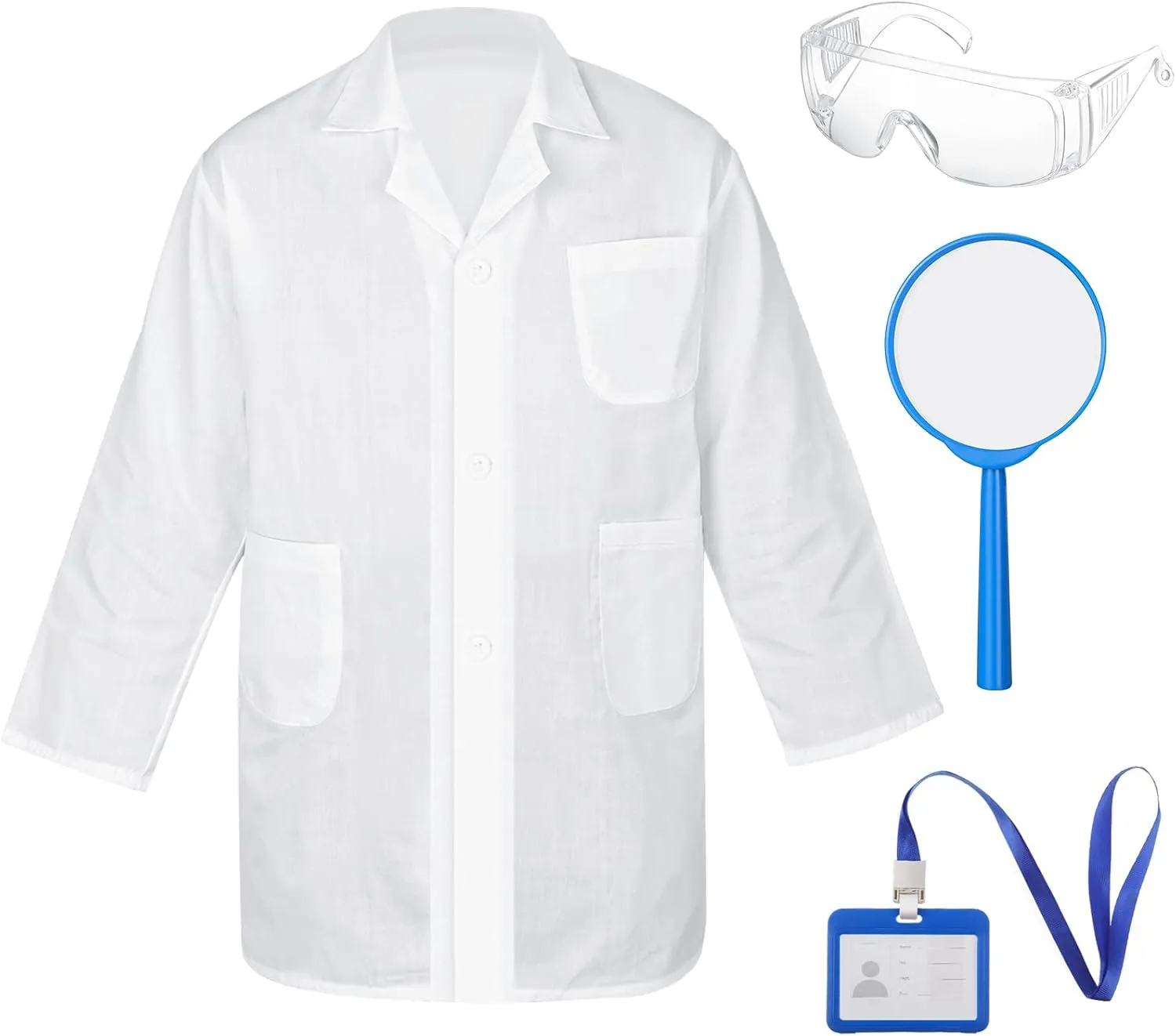 16 Pcs Lab Coat for Kids Scientist Lab Coat Costume Kit with Glasses ID Card for Science Projects and Experiments Costume