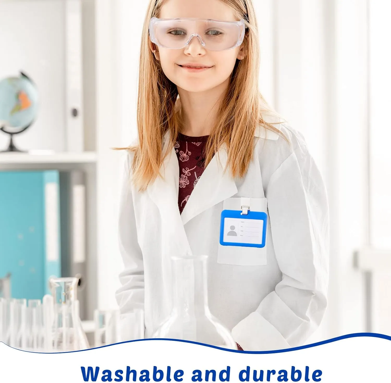 16 Pcs Lab Coat for Kids Scientist Lab Coat Costume Kit with Glasses ID Card for Science Projects and Experiments Costume