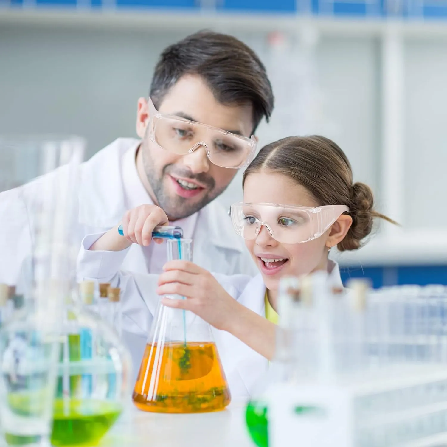 16 Pcs Lab Coat for Kids Scientist Lab Coat Costume Kit with Glasses ID Card for Science Projects and Experiments Costume