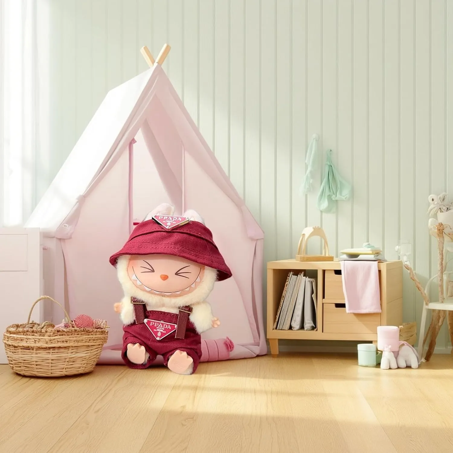 17cm Doll Clothes for Labubu-Clothes Outfit Set - Fashion Hat and Overalls Outfit Set , Luxury Doll Clothing & Style Bundle(No Doll,Just Clothes)