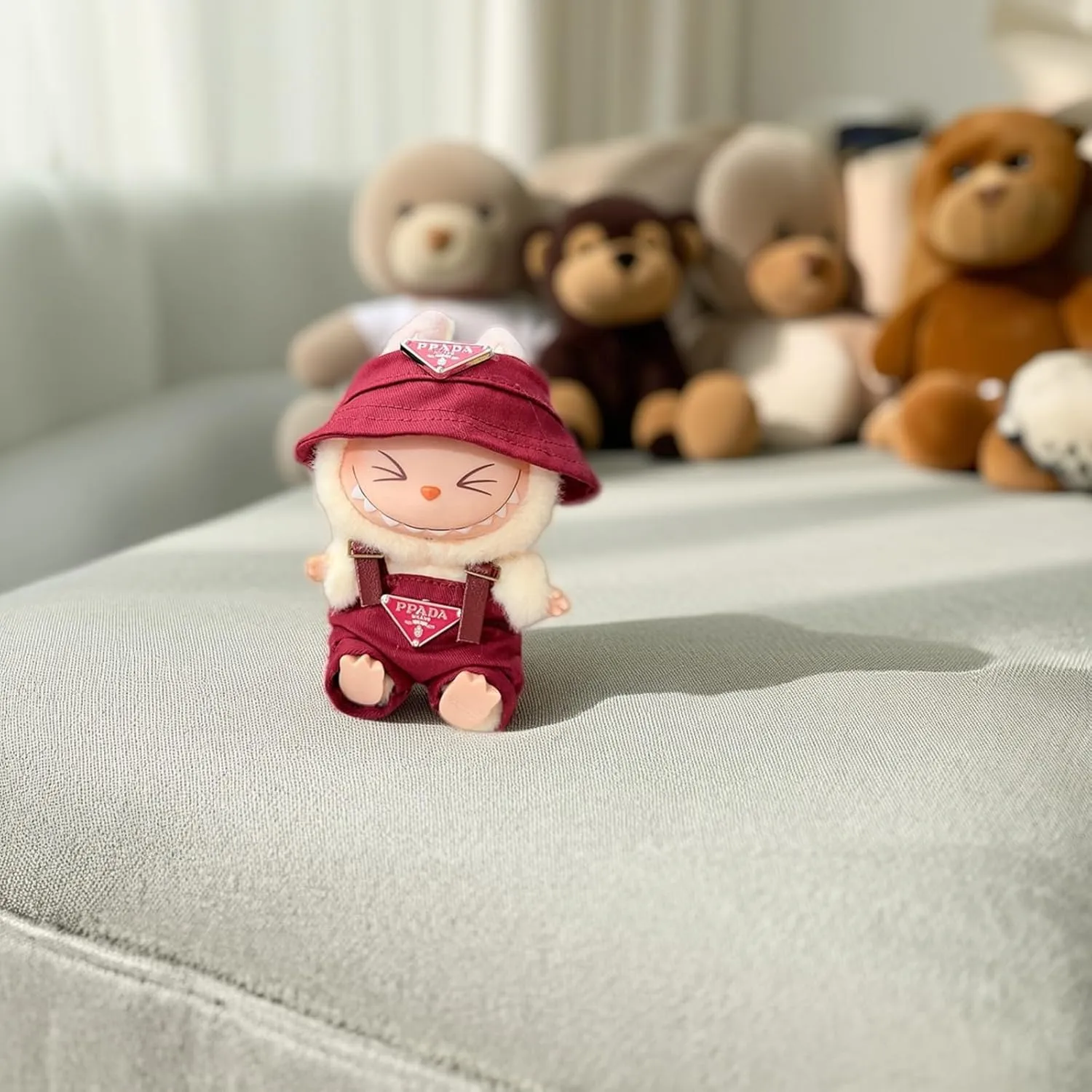 17cm Doll Clothes for Labubu-Clothes Outfit Set - Fashion Hat and Overalls Outfit Set , Luxury Doll Clothing & Style Bundle(No Doll,Just Clothes)