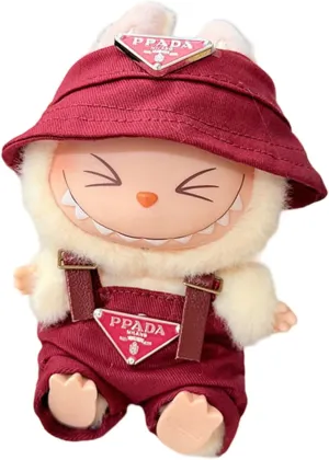 17cm Doll Clothes for Labubu-Clothes Outfit Set - Fashion Hat and Overalls Outfit Set , Luxury Doll Clothing & Style Bundle(No Doll,Just Clothes)