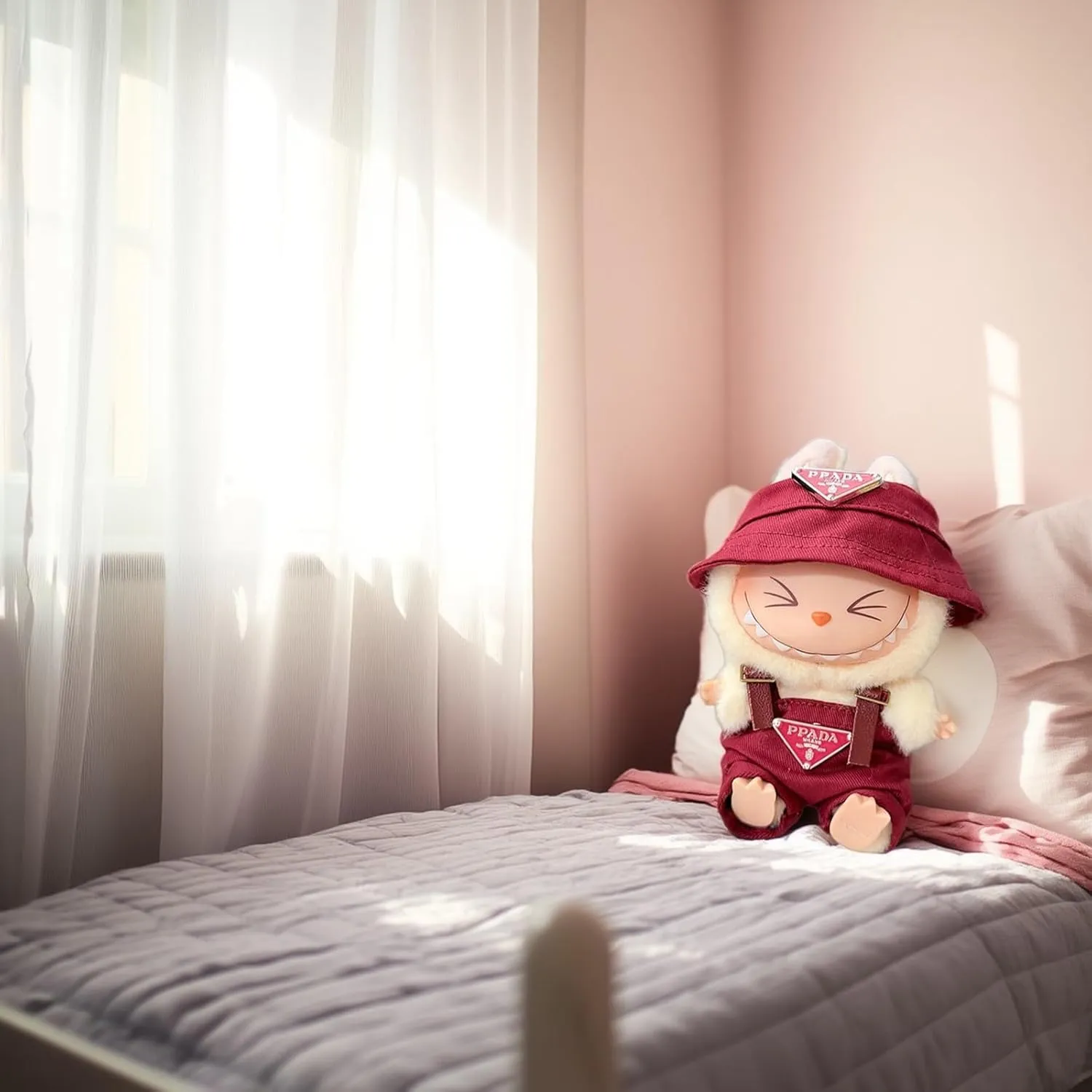 17cm Doll Clothes for Labubu-Clothes Outfit Set - Fashion Hat and Overalls Outfit Set , Luxury Doll Clothing & Style Bundle(No Doll,Just Clothes)