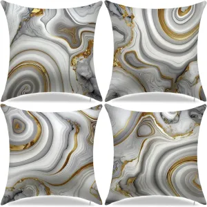 18 x 18 inch Set of 4 Decorative Pillow Covers Grey Marble Texture Throw Pillow Covers Living Room Decor Square Cushion Covers for Modern Styles Abstract Home Bedroom Couch Chair Sofa Pillow Cases