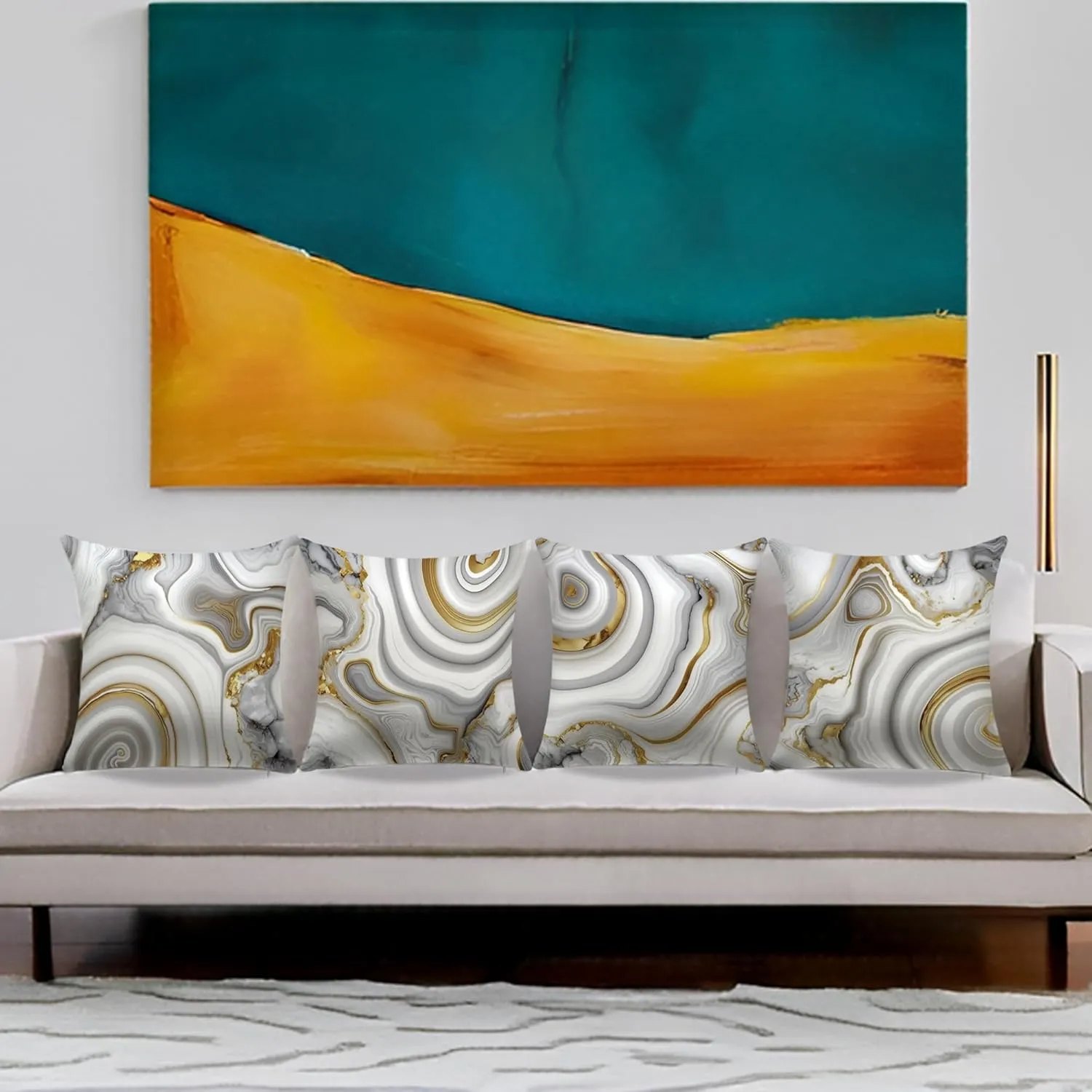 18 x 18 inch Set of 4 Decorative Pillow Covers Grey Marble Texture Throw Pillow Covers Living Room Decor Square Cushion Covers for Modern Styles Abstract Home Bedroom Couch Chair Sofa Pillow Cases