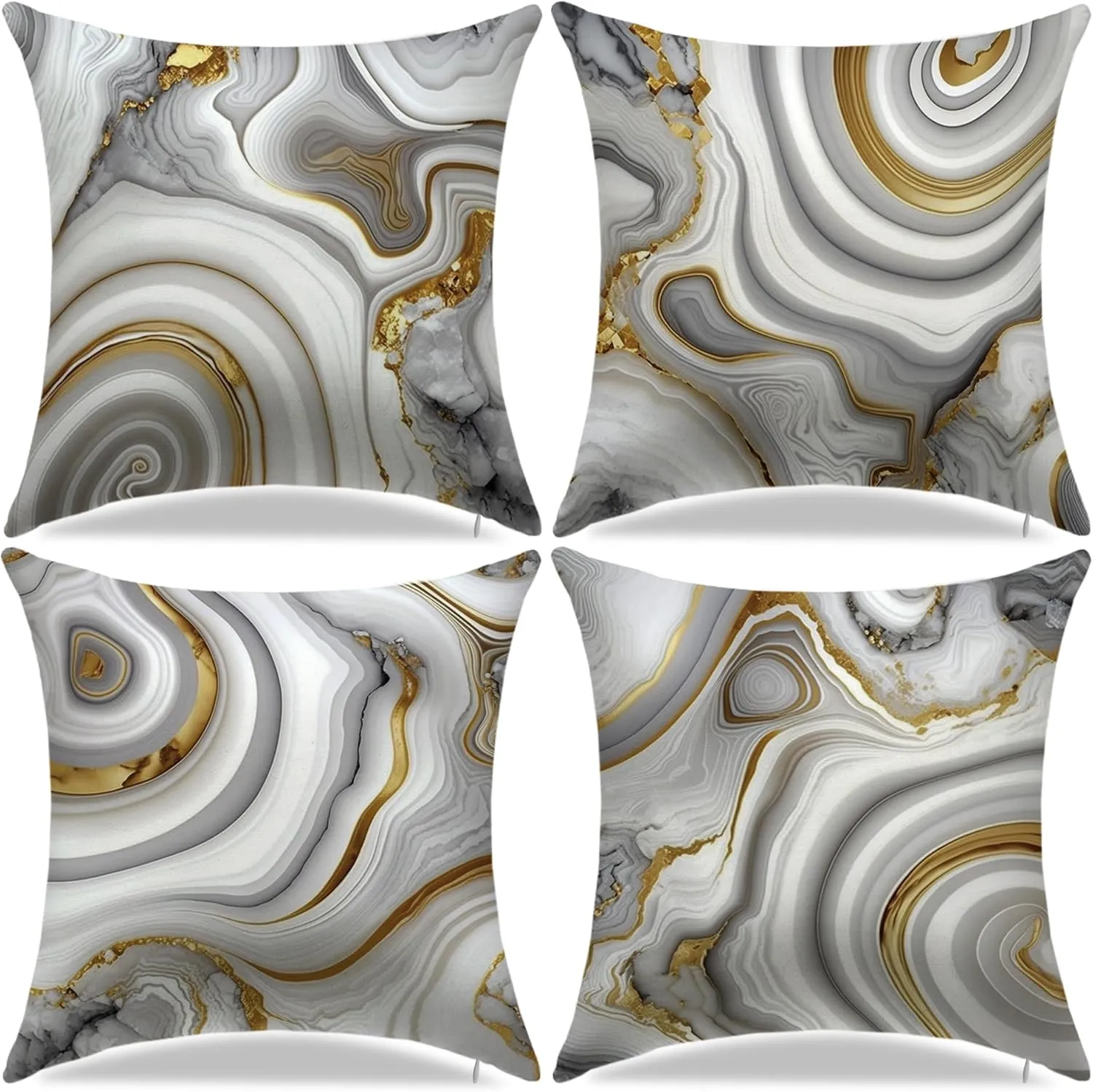 18 x 18 inch Set of 4 Decorative Pillow Covers Grey Marble Texture Throw Pillow Covers Living Room Decor Square Cushion Covers for Modern Styles Abstract Home Bedroom Couch Chair Sofa Pillow Cases