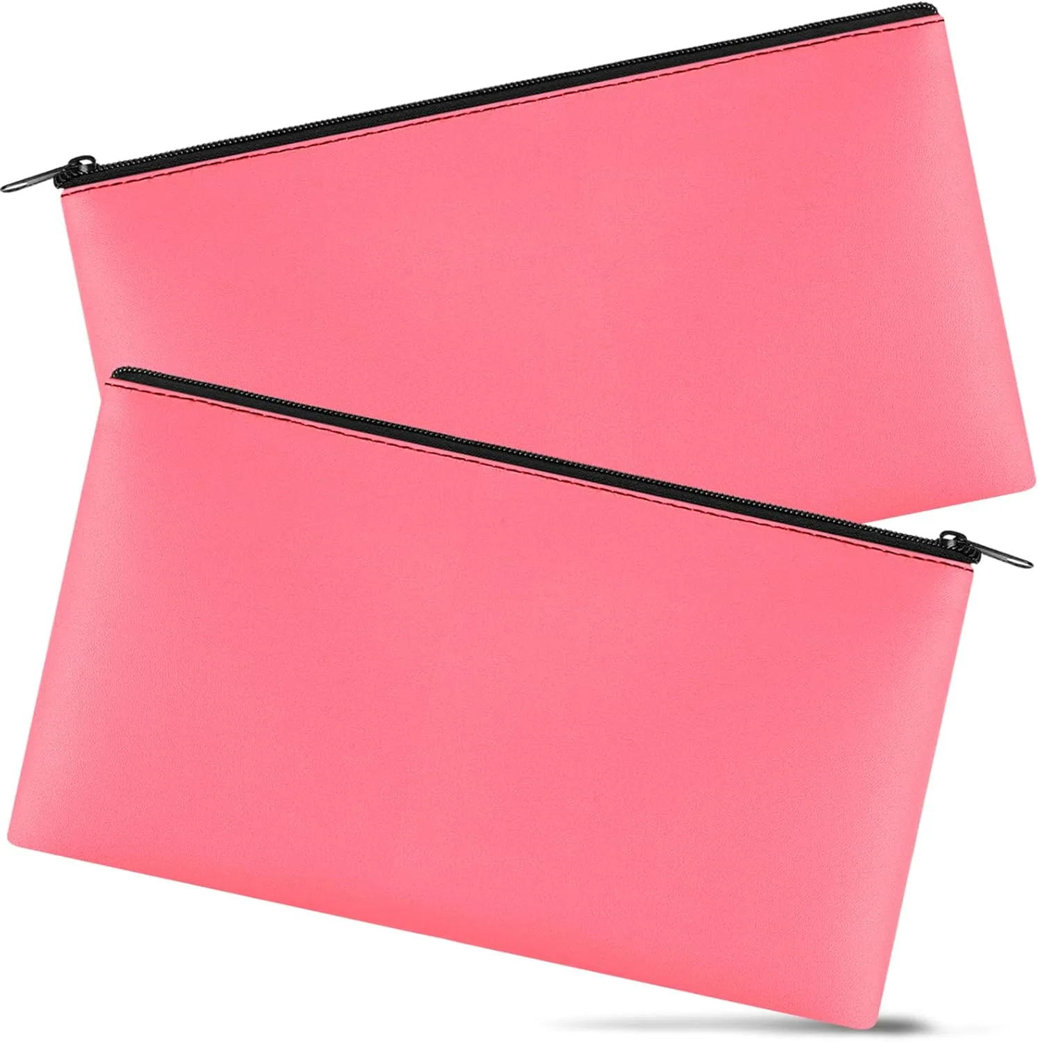 2 Pieces Money Bags with Zipper, 11x6.1 inch Money Pouch, Bank Bag, Cash Bag, Check Wallet, Cosmetics(peach)