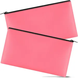 2 Pieces Money Bags with Zipper, 11x6.1 inch Money Pouch, Bank Bag, Cash Bag, Check Wallet, Cosmetics(peach)
