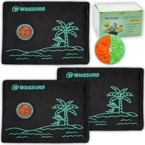 200g x 3pcs Rechargeable Desiccant Packs, Moisture Absorbers Color Indicating Silica Gel Packets with Transparent Window, Reusable Dehumidifier Bags for Storage Safe Closet Basement Camera