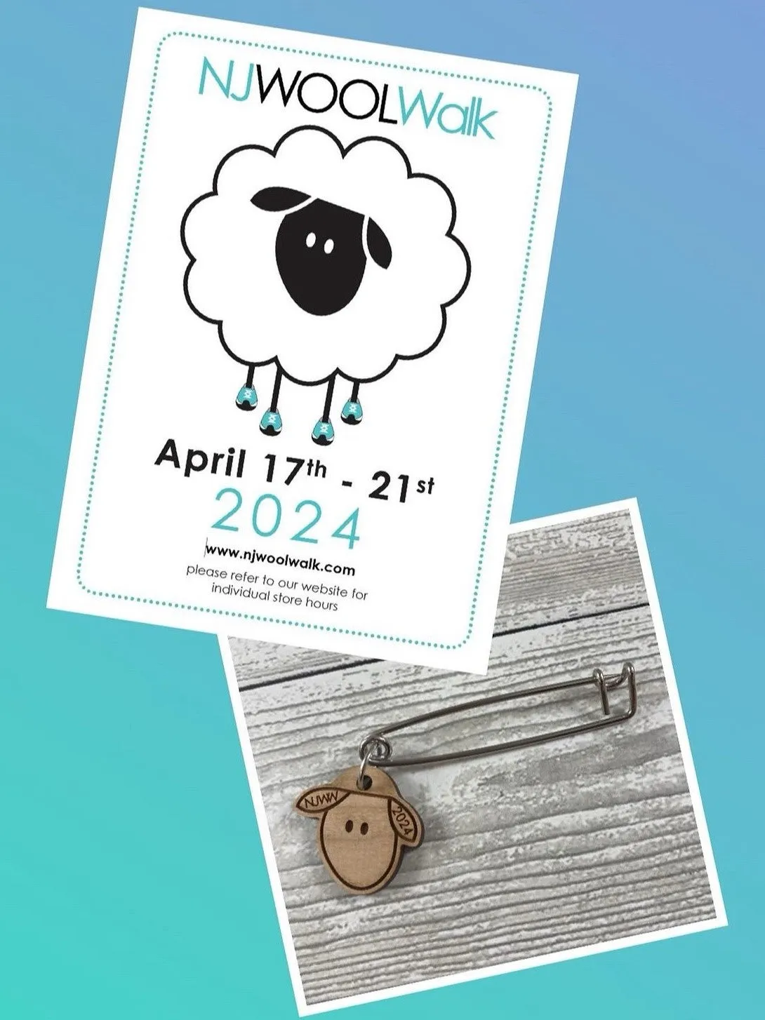 2024 NJ Wool Walk - Passport, Limited Edition Sheep Stitch Holder, The Yarn Shop at Alma Park stitch marker