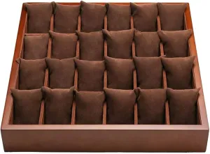 24 Grids Watch Box Pillow Style Wood Watch Display Tray Storage Holder Organizer Open Jewelry Display Multifunctio Box