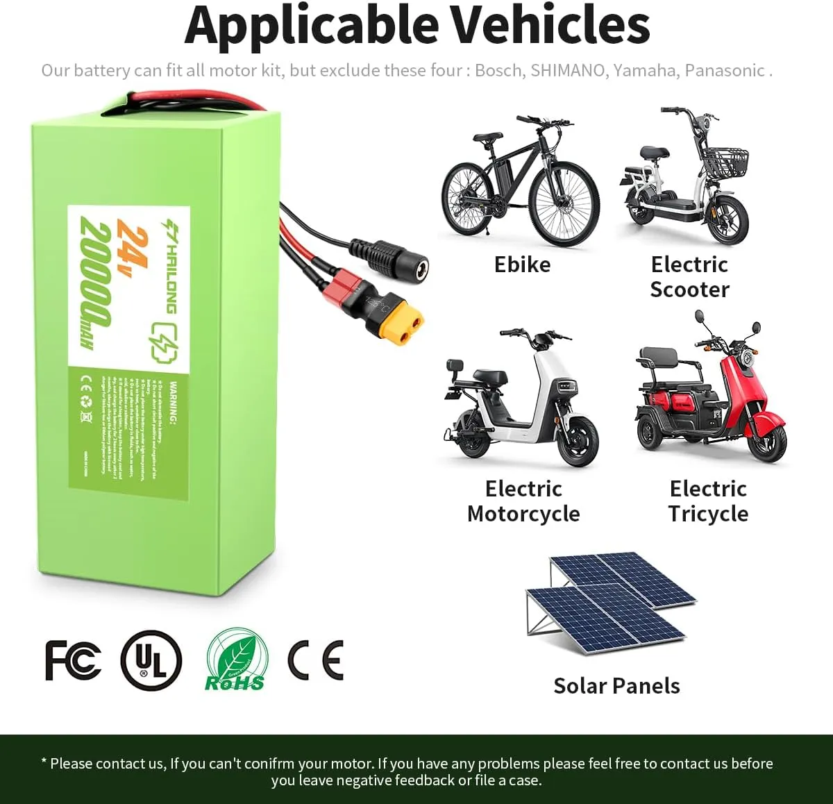 24V 36V 48V 52V 8Ah 10ah 12ah 20ah Rechargeable Replacement Battery with Charger T-Plug and XT60 Connector