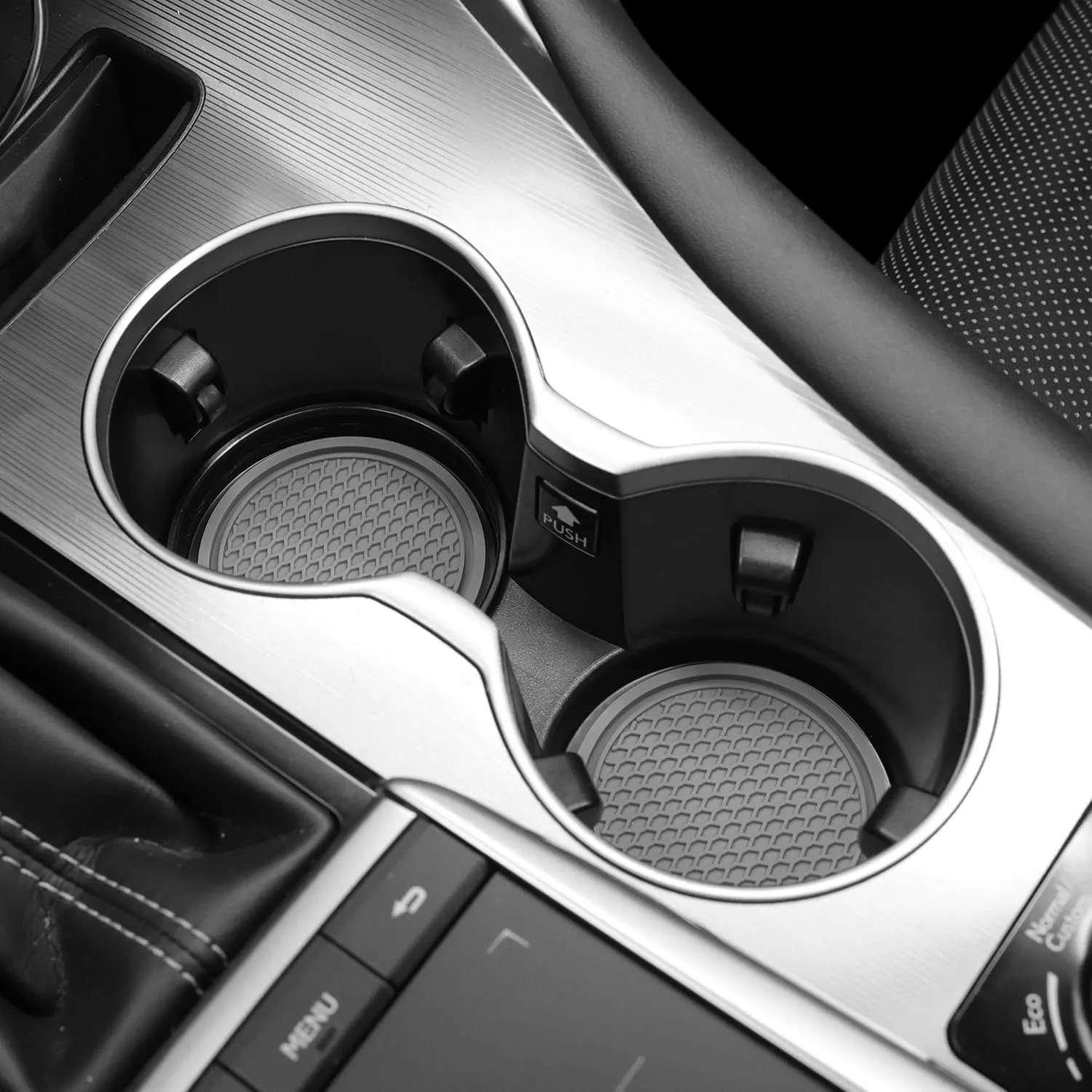 2Pcs Car Cup Holder Coaster for Mustang VI Coupe 2015 2016 2017, Shockproof Insert Vehicle Multi Function Interior Accessories,A/Grey