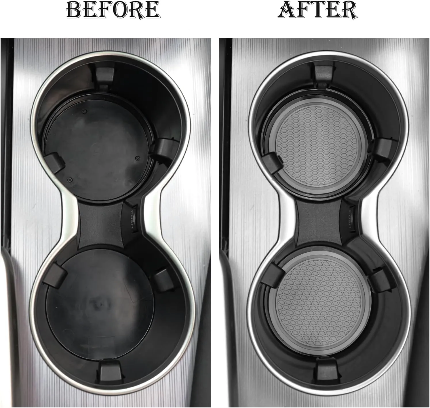 2Pcs Car Cup Holder Coaster for Mustang VI Coupe 2015 2016 2017, Shockproof Insert Vehicle Multi Function Interior Accessories,A/Grey