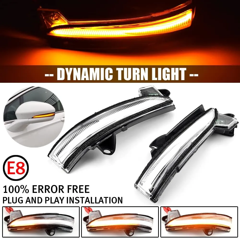 [2pcs Led Sequential Turn Signal Lights Compatible with For-d Fusion Mondeo 2013-2020 USA Version Side Mirror Lights-Crystal white