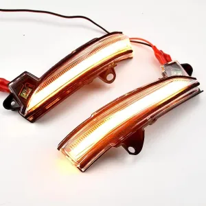 [2pcs Led Sequential Turn Signal Lights Compatible with For-d Fusion Mondeo 2013-2020 USA Version Side Mirror Lights-Crystal white