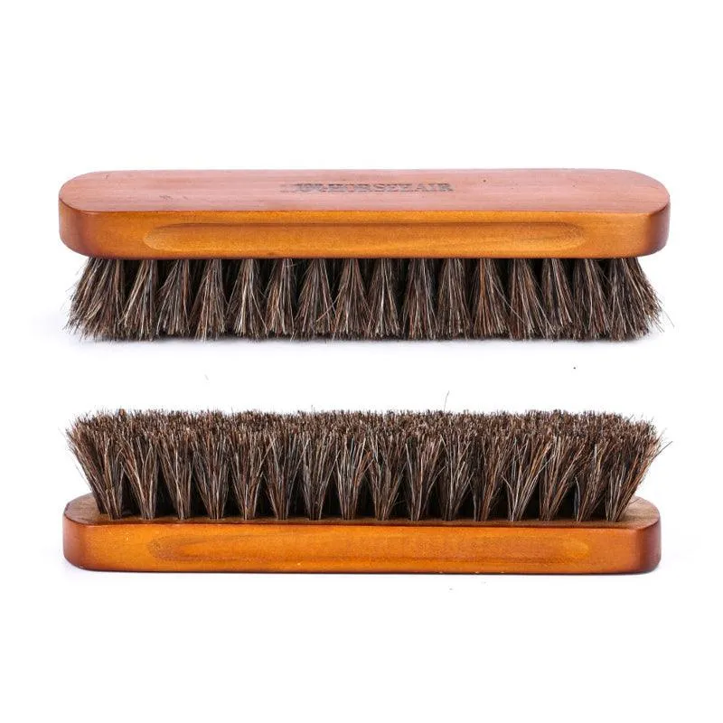 2X Horsehair Shoe Brush Wood Handle Leather Boots Daubers Applicators Cleaning