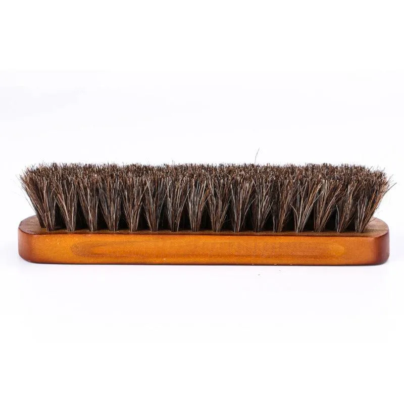 2X Horsehair Shoe Brush Wood Handle Leather Boots Daubers Applicators Cleaning