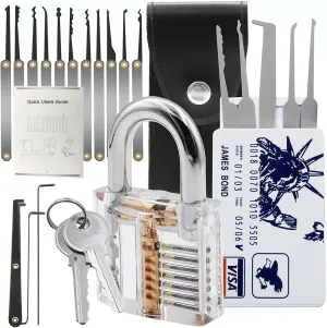 34-Piece Stainless Steel Storage Lock Set for Picking Storage Unit shed Garage and Fence Padlock 3 Pick Set
