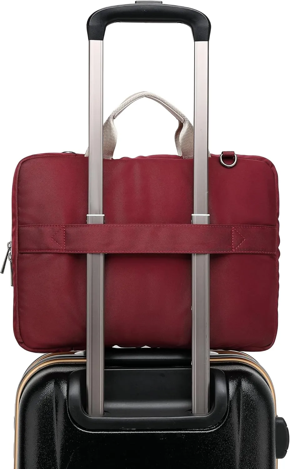 360° Protective Muti Pockets Laptop Shoulder Bag Sleeve Case For MacBook Air 15 inch and 15 inch-15.6 inch Laptop (Wine Red)