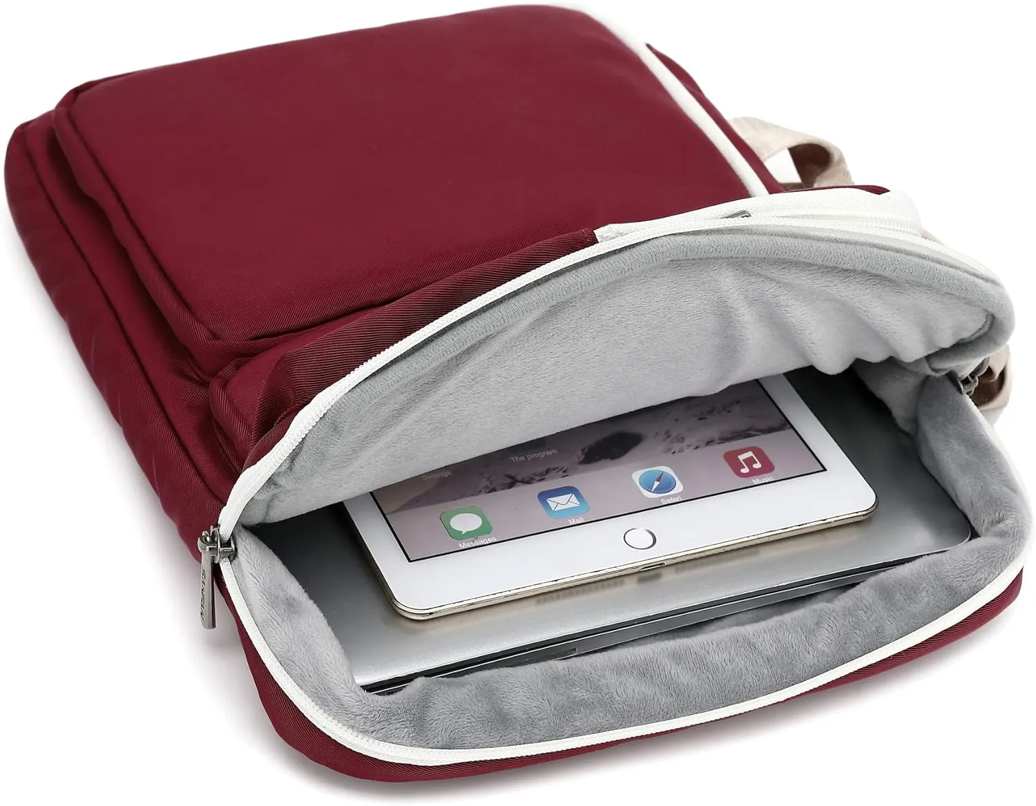 360° Protective Muti Pockets Laptop Shoulder Bag Sleeve Case For MacBook Air 15 inch and 15 inch-15.6 inch Laptop (Wine Red)