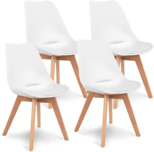 4 PCS Mid Century Dining Chairs Modern Home Dining Room Kitchen Waiting Room DSW Armless Side Chair w/Padded Seat Wood Legs White