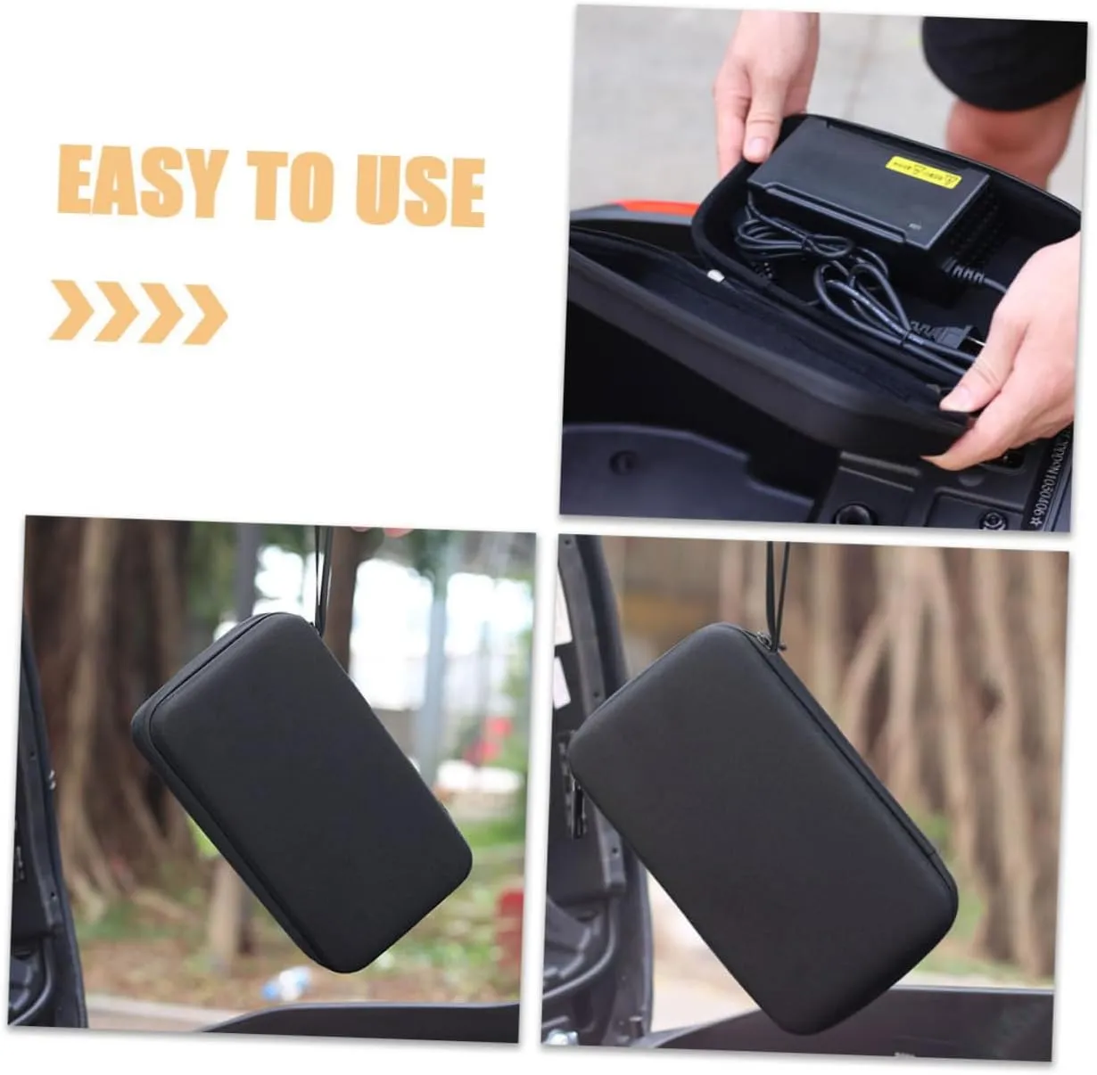 4sets 2pcs Vehicle Cable Organizer Cases Stylish Hard Shell Charger Containers for Bicycles and Scooters Durable Outdoor Pouch with Ample Storage Space 2pcs*4