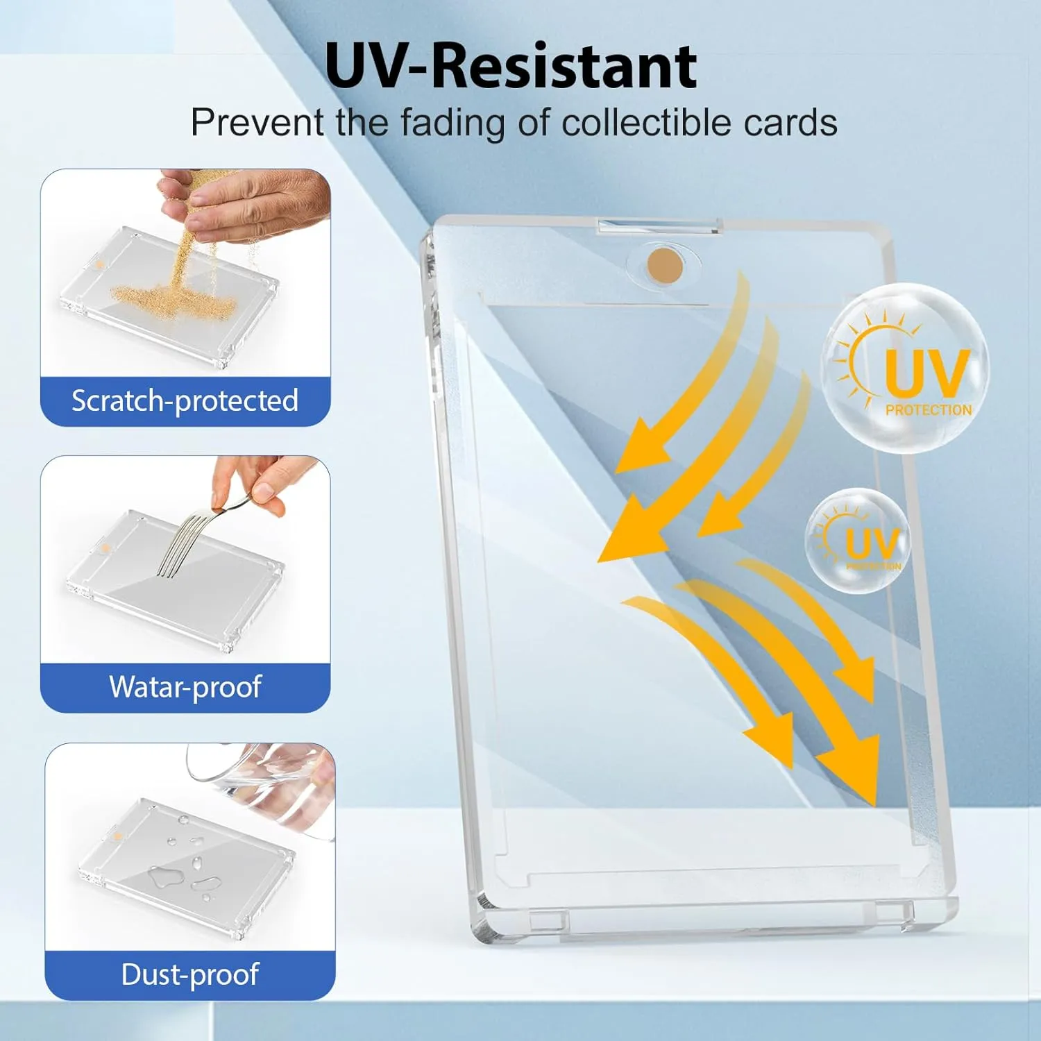 50ct Magnetic Card Holder, 55pt One Card Touch Holders for Trading Cards, U-V Protection Card Display Case Protectors Sleeves Hard Plastic Cover for Sports Game