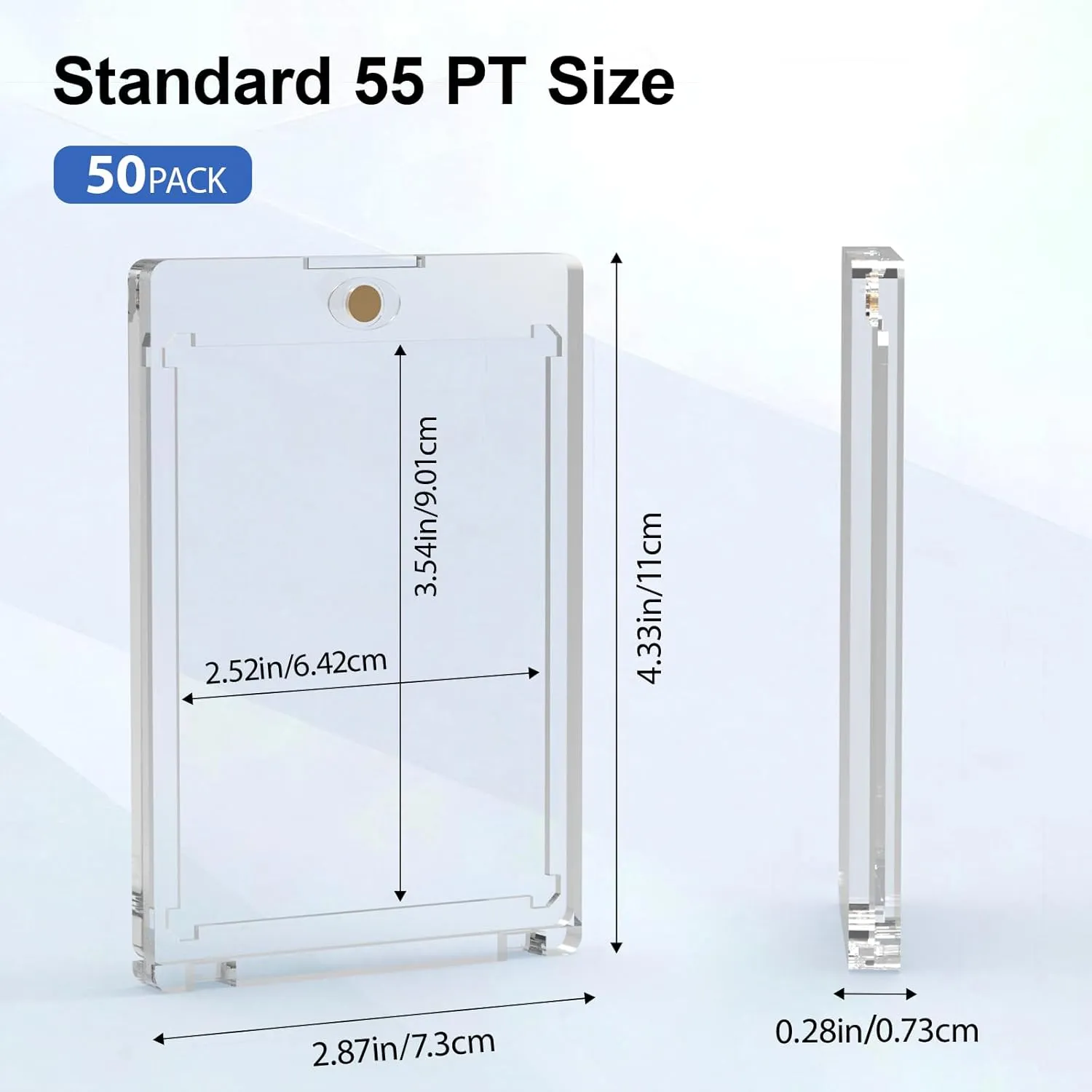 50ct Magnetic Card Holder, 55pt One Card Touch Holders for Trading Cards, U-V Protection Card Display Case Protectors Sleeves Hard Plastic Cover for Sports Game