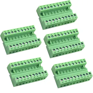 5pairs 10 Pin 5.08mm Pitch PCB Mount Screw, Phoenix Type Connector Terminal Block with 5Pcs 10 Pin Plug