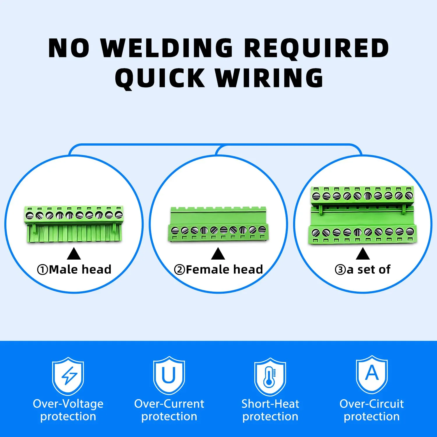 5pairs 10 Pin 5.08mm Pitch PCB Mount Screw, Phoenix Type Connector Terminal Block with 5Pcs 10 Pin Plug