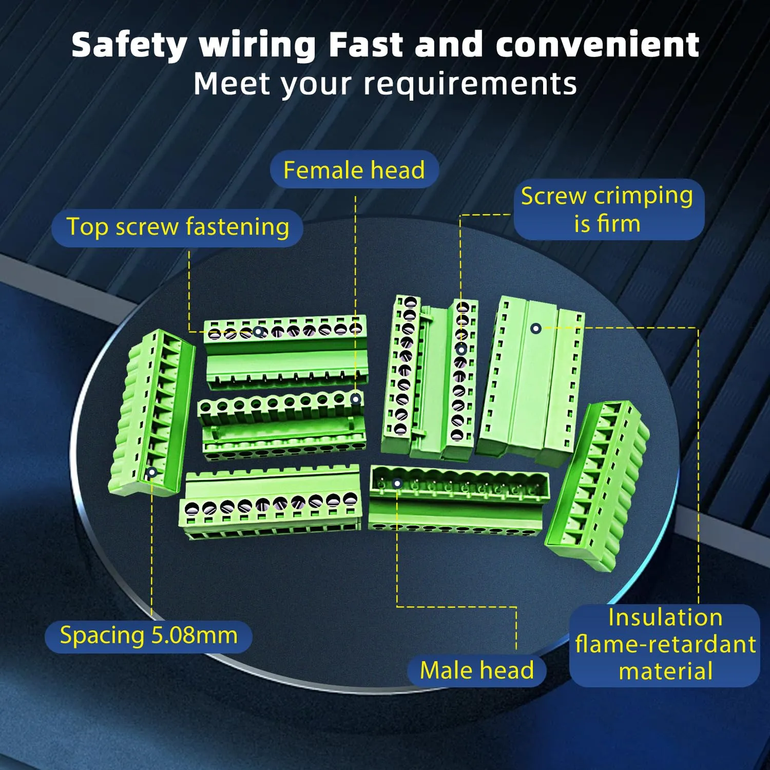 5pairs 10 Pin 5.08mm Pitch PCB Mount Screw, Phoenix Type Connector Terminal Block with 5Pcs 10 Pin Plug
