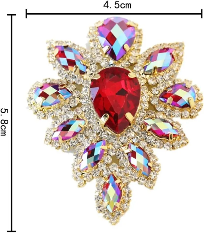 5PCS Crystal Rhinestone Sewing Buttons Large Sew On Water Diamonds DIY Accessories Multicolor Variety Perfect for Jewelry Making Craft Projects Wedding Dress Hats Shoes Bridal DIY Kits(Crystal AB Gold