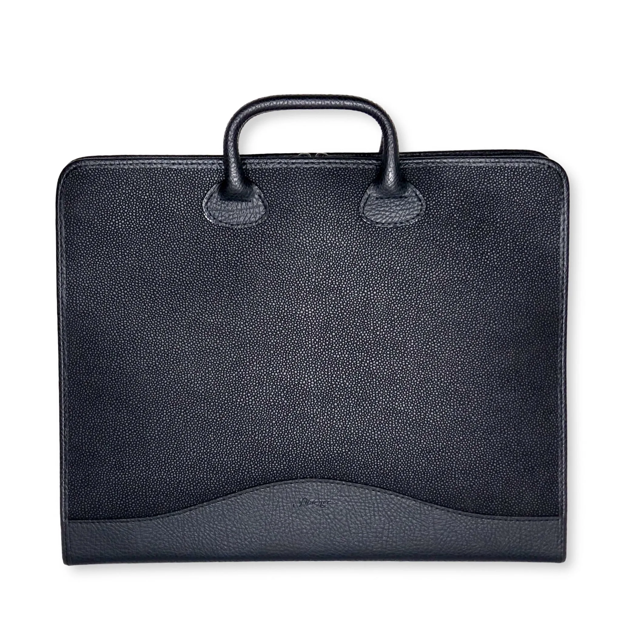 8.5" x 11" Executive Zippered Presentation Portfolio Case - Leather Handle, Integrated Multiring Binder with 10 Archival Pages (Expandable to 30)