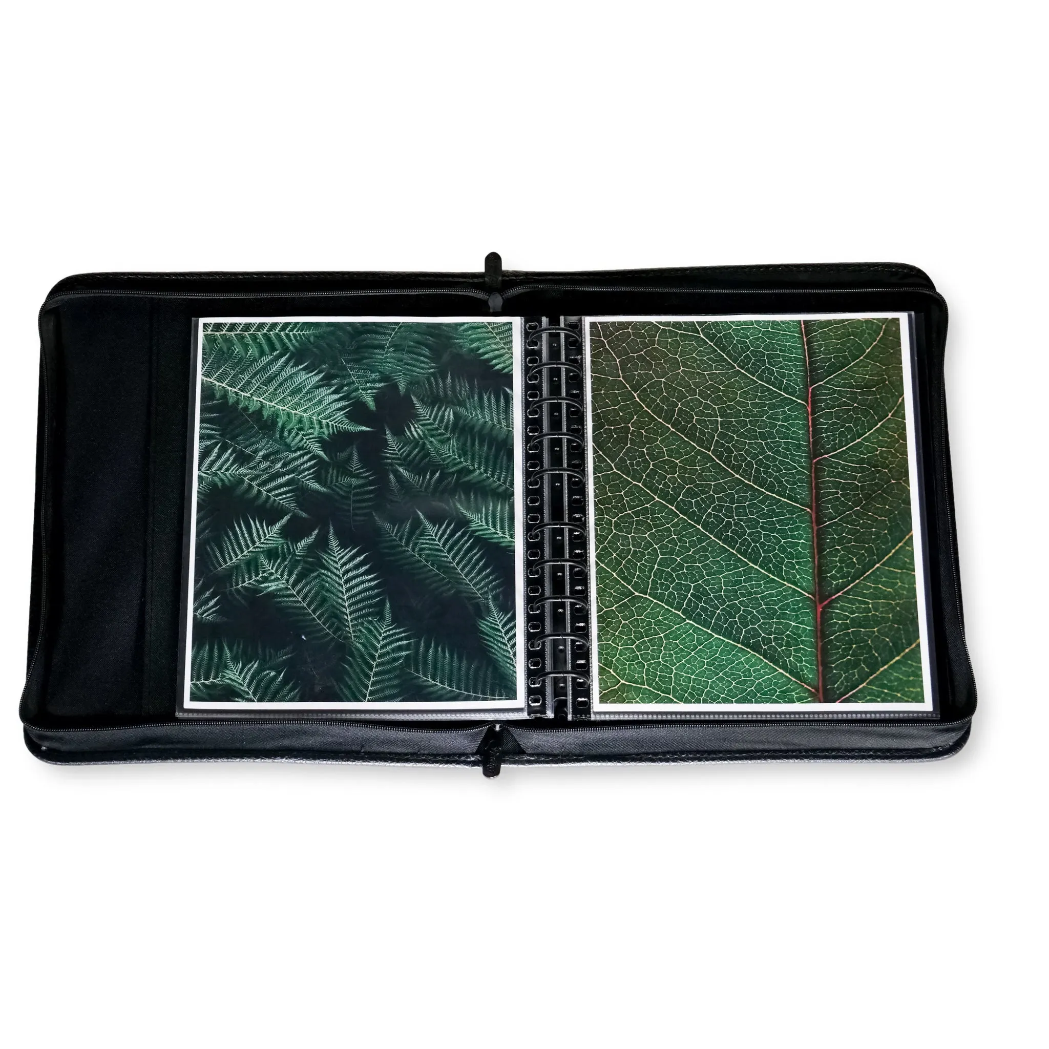 8.5" x 11" Executive Zippered Presentation Portfolio Case - Leather Handle, Integrated Multiring Binder with 10 Archival Pages (Expandable to 30)