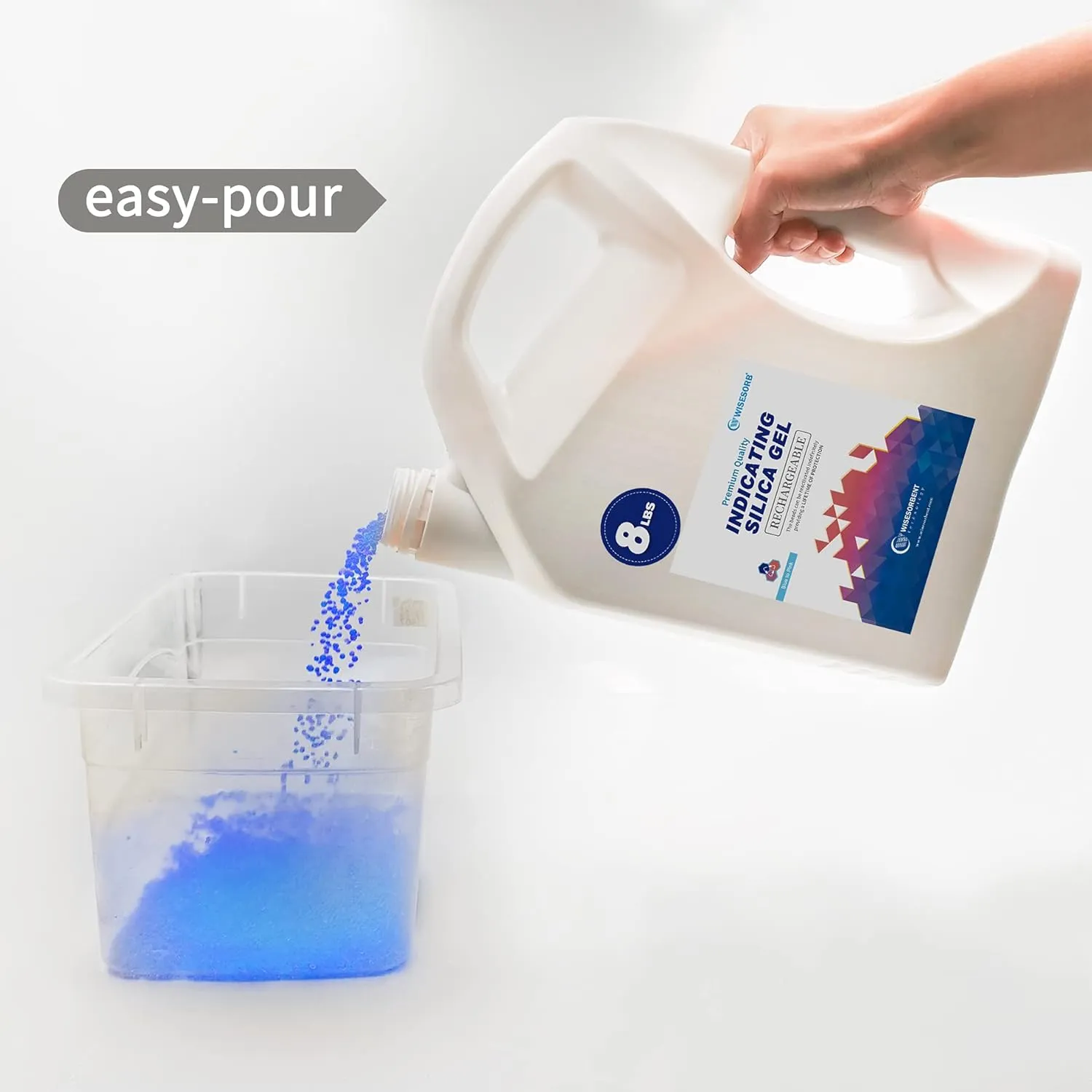 8lbs Premium Blue Desiccant Beads, Indicating Silica Gel Beads (Blue to Pink), Reusable Desiccant Dehumidifier