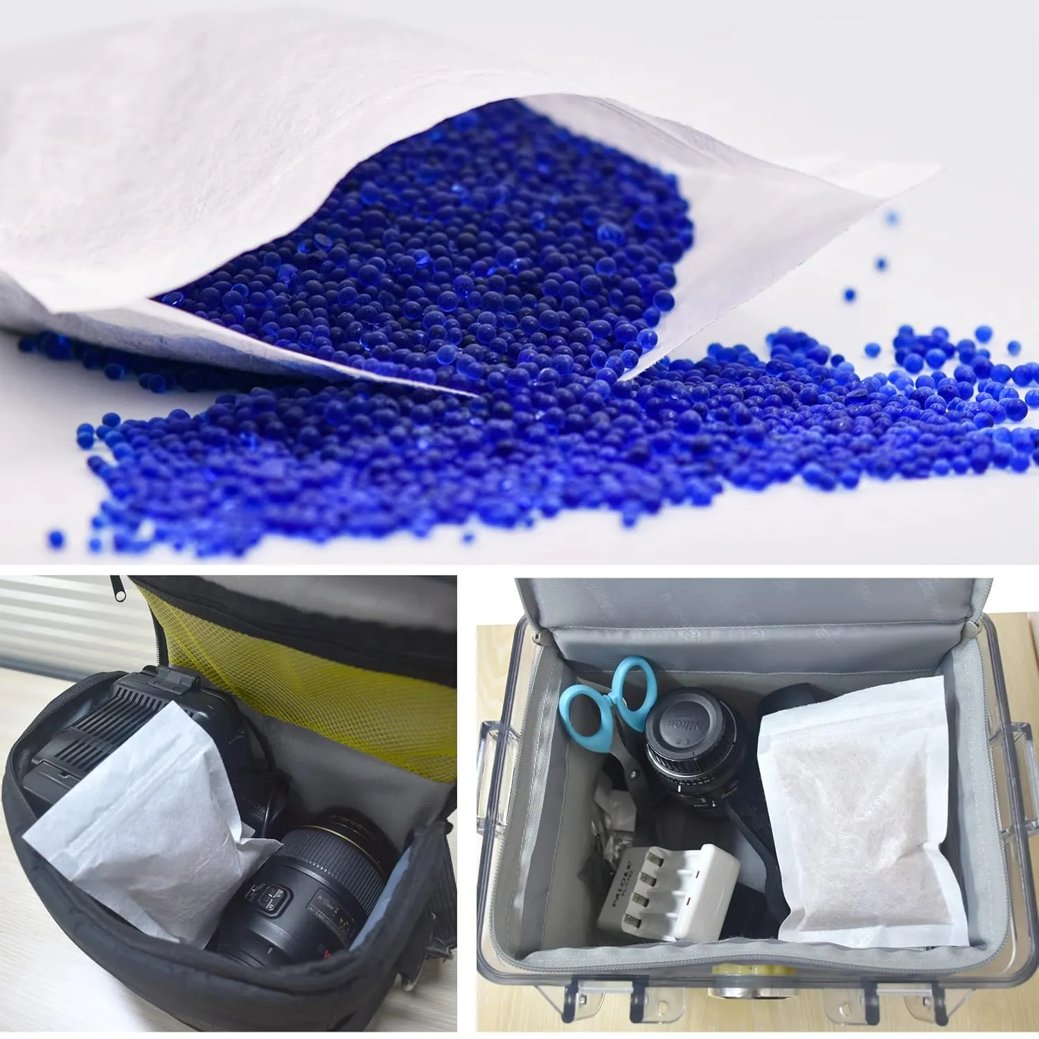8lbs Premium Blue Desiccant Beads, Indicating Silica Gel Beads (Blue to Pink), Reusable Desiccant Dehumidifier
