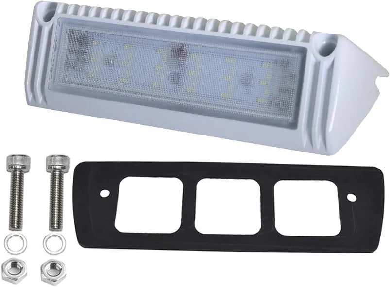 9" RV & Boat Exterior LED Scene Lighting Fixture, 40° Down Angle Flood Beam, 6000K Cool-White Super Bright, 12V/24V DC, High Lumen Output Low Current Draw, Waterproof White Finish, 1-Pack