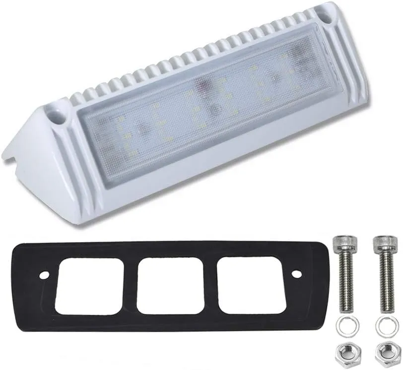 9" RV & Boat Exterior LED Scene Lighting Fixture, 40° Down Angle Flood Beam, 6000K Cool-White Super Bright, 12V/24V DC, High Lumen Output Low Current Draw, Waterproof White Finish, 1-Pack