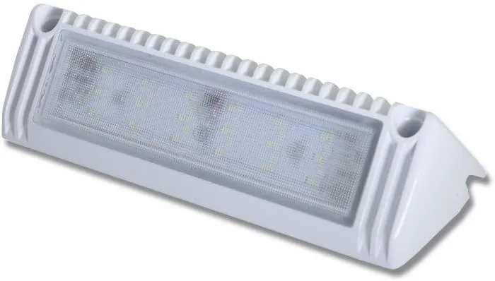 9" RV & Boat Exterior LED Scene Lighting Fixture, 40° Down Angle Flood Beam, 6000K Cool-White Super Bright, 12V/24V DC, High Lumen Output Low Current Draw, Waterproof White Finish, 1-Pack