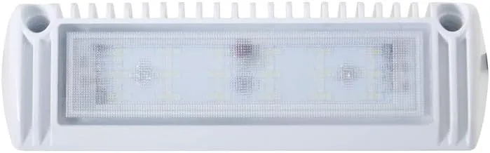 9" RV & Boat Exterior LED Scene Lighting Fixture, 40° Down Angle Flood Beam, 6000K Cool-White Super Bright, 12V/24V DC, High Lumen Output Low Current Draw, Waterproof White Finish, 1-Pack