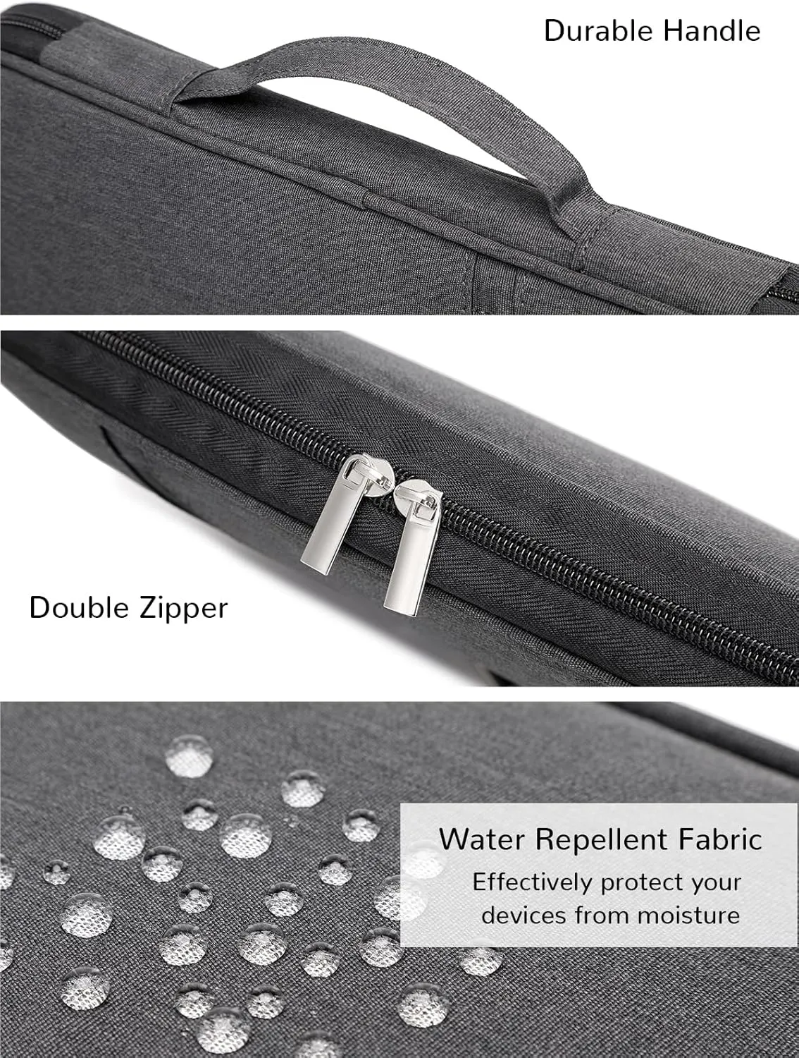 A4 Document Portable Organizer Bag Waterproof Portfolio Office Zipper Case for Travel Office Business Holiday Meeting Interview (Dark Grey)