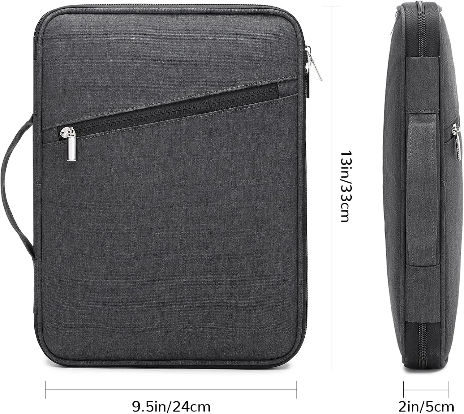 A4 Document Portable Organizer Bag Waterproof Portfolio Office Zipper Case for Travel Office Business Holiday Meeting Interview (Dark Grey)