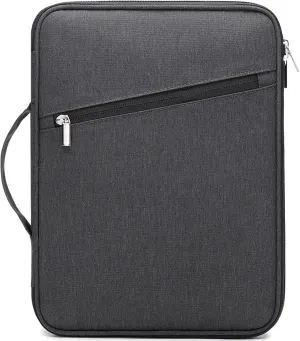 A4 Document Portable Organizer Bag Waterproof Portfolio Office Zipper Case for Travel Office Business Holiday Meeting Interview (Dark Grey)